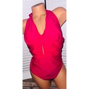 Cupshe One Piece Swimsuit XL NWT Burgundy Red Tummy Contouring Swimwear